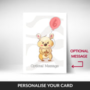 What can be personalised on this 6th birthday cards