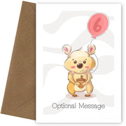 Personalised Cute 6th Birthday Card - Hamster