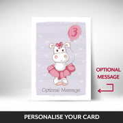 What can be personalised on this 3rd birthday cards for girls