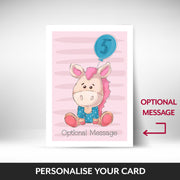 What can be personalised on this 5th birthday cards for girls