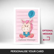 What can be personalised on this 9th birthday cards