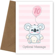 Koala 10th Birthday Card for Girls - Cute Cards