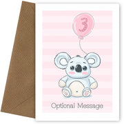 Koala 3rd Birthday Card for Girls - Cute Cards