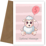 Personalised Cute 5th Birthday Card - Lamb
