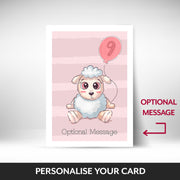 What can be personalised on this 9th birthday cards