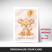 What can be personalised on this 9th birthday cards for boys