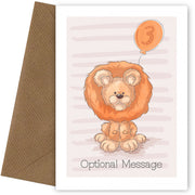Personalised Cute 3rd Birthday Card - Lion