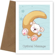 Pesonalised Cute Teddy on a Moon Card