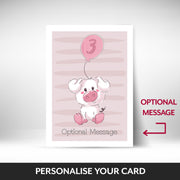 What can be personalised on this 3rd birthday cards for girls