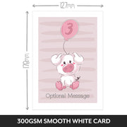 The size of this girls 3rd birthday cards is 7 x 5" when folded