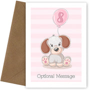Puppy 8th Birthday Card for Girls