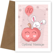 Personalised Cute 10th Birthday Card - Rabbit with Apple