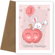 Personalised Cute 3rd Birthday Card - Rabbit with Apple