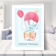birthday card for 5 year old shown in a living room