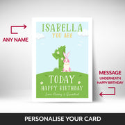 What can be personalised on this 1st birthday cards for daughter