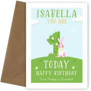 Personalised 1st Birthday Card for Girls (Rabbits)