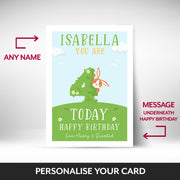 What can be personalised on this 4th birthday cards