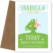 Personalised 4th Birthday Card for Girls (Rabbits)