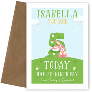Personalised 5th Birthday Card for Girls (Rabbits)