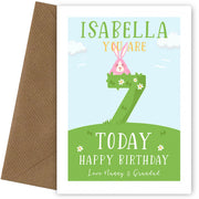 Personalised 7th Birthday Card for Girls (Rabbits)