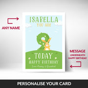 What can be personalised on this 9th birthday cards for girl