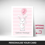 What can be personalised on this 2nd birthday cards for girl