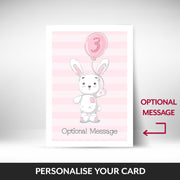 What can be personalised on this 3rd birthday cards for girl