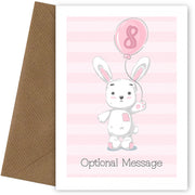 Rabbit 8th Birthday Card for Girls
