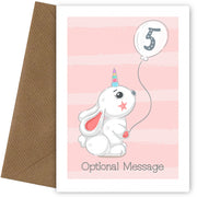 Personalised Cute 5th Birthday Card - Rabbit Unicorn
