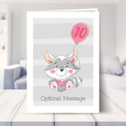 birthday card for 10 year old shown in a living room