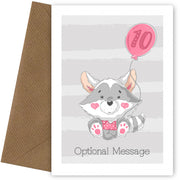 Personalised Cute 10th Birthday Card - Raccoon