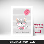 What can be personalised on this 5th birthday cards