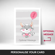 What can be personalised on this 7th birthday cards