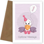 Personalised Cute 1st Birthday Card - Raven (bird)