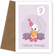 Personalised Cute 9th Birthday Card - Raven (bird)