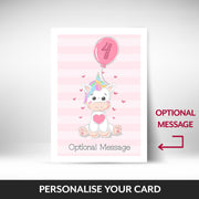 What can be personalised on this birthday card 4 year old girl