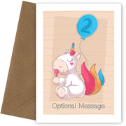 Personalised Cute 2nd Birthday Card - Unicorn Eating Ice-Cream