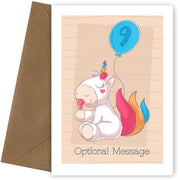 Personalised Cute 9th Birthday Card - Unicorn Eating Ice-Cream