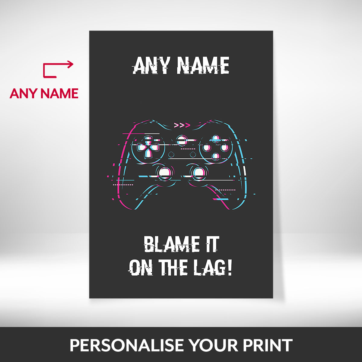 What can be personalised on this gaming posters