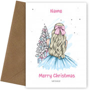 Personalised Girls Christmas Cards - Blonde in Blue Dress