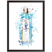 Blue Gin Bottle Wall Art Print