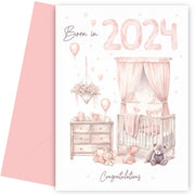 New Baby Girl Card for Congratulations on Newborn - Born in 2024