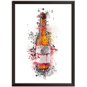 Brown and Red Beer Bottle Wall Art Print