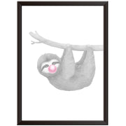 Bubblegum Sloth Wall Art Print