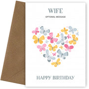 Butterfly Birthday Card for Wife - Heart