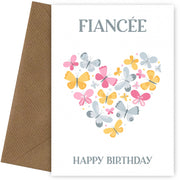Fiancée Birthday Card - Butterfly Heart