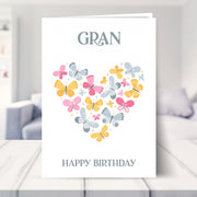 birthday card for gran shown in a living room