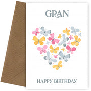 Butterfly Birthday Card for Gran - Heart