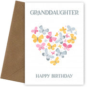 Granddaughter Birthday Card - Butterfly Heart