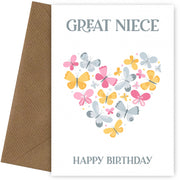 Great Niece Birthday Card - Butterfly Heart